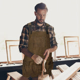 Waxed Canvas Tool Apron Adjustable Workshop-1910113247458103302