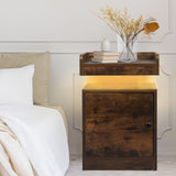 Levede Bedside Table USB Charger Outlet RGB Oak-1910112205467160582