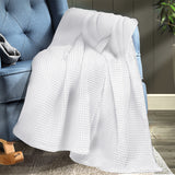 DreamZ Throw Blanket Cotton Waffle Blankets White Queen-1919892916948570119
