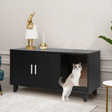 PaWz Enclosed Cat Litter Cabinet Box Black-1910112468802342919