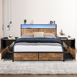 Levede Queen Bed Frame RGB LED 4 Drawers USB-1937319839207133191