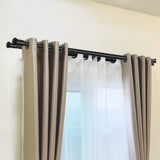 Marlow Black Double Curtain Rod Steel Pole Pommel Set Extendable Adjustable-1910112209103622151