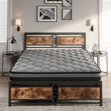 Metal Bed Frame Mattress Base Set Wood King-1919892912750071815