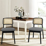 Levede 2x Dining Chair Wood Rattan Armless Black-1937319813961617415