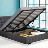 Levede Fabric Bed Frame Queen Tufted Dark Grey-1910113203925422087