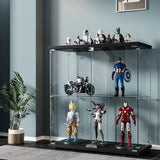 Stacked Glass Display Cabinet Lockable Collections Storage 2 Tier Shelf 2 Door-1937319791652114439