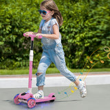 Bopeep Foldable Kids Scooter LED Music Pink-1937319778922401798