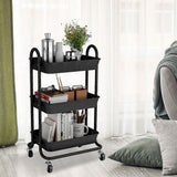 Levede 3 Tiers Kitchen Storage Trolley Black-1917016722502717447