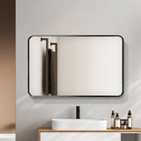 Yezi Wall Mirror Rectangle Bathroom Black-1910112987293814791