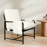 Levede Metal Framed Lounge Chair Corduroy in Beige-1919278353102278663