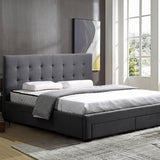 Levede Queen Bed Frame Fabric Tufted Dark Grey-1910113204571344903