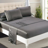 DreamZ Silky Satin Sheets Fitted Double Grey-1910113195188686855