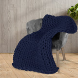 Dreamz Knitted Weighted Blanket Chunky Navy Kids-1910113227287695367