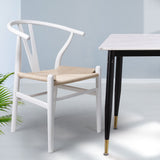 Levede 2x Dining Chairs Wooden Hans White-1910113283994685447
