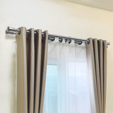 Marlow Silver Double Curtain Rod Steel Pole Pommel Set Extendable Adjustable-1910112209267200007