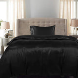 DreamZ Silky Satin Quilt Cover Set Bedspread Black Single-1910113198724485127