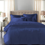 DreamZ Silky Satin Quilt Cover Set Bedspread Blue King-1910113197470388231