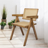 Levede 2x Dining Chair Solid Wood Rattan Natural-1910113297655533575