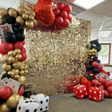 NNEOBA Light Gold Shimmer Wall Backdrop – 18 pcs Decorative Panels Glitter