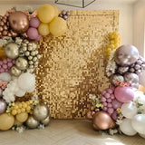 NNEOBA Light Gold Shimmer Wall Backdrop – 18 pcs Decorative Panels Glitter