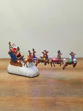 NNEOBA Light-Up Christmas Village House Decoration Set with Santa Sleigh