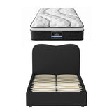 Giselle 32cm Euro Top King Single Mattress 5-Zone and Artiss Boucle Bed Frame Set