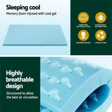NNEDSZ Giselle Bedding Memory Foam Mattress Topper Ventilated Cool Gel 5cm King Single