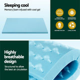 NNEDSZ Giselle Bedding Memory Foam Mattress Topper Ventilated Cool Gel 8cm King Single