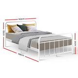 NNEDSZ Artiss Bed Frame Metal Bed Frame LEO - Double (White)