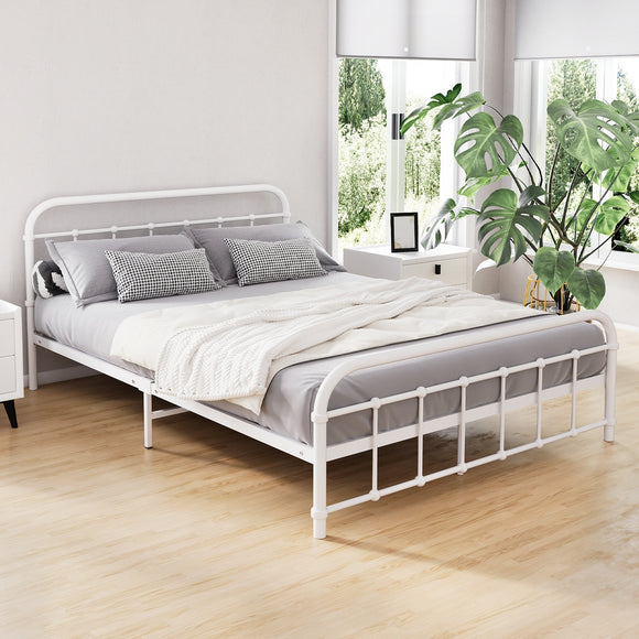 NNEDSZ Artiss Bed Frame Metal Bed Frame LEO - Double (White)