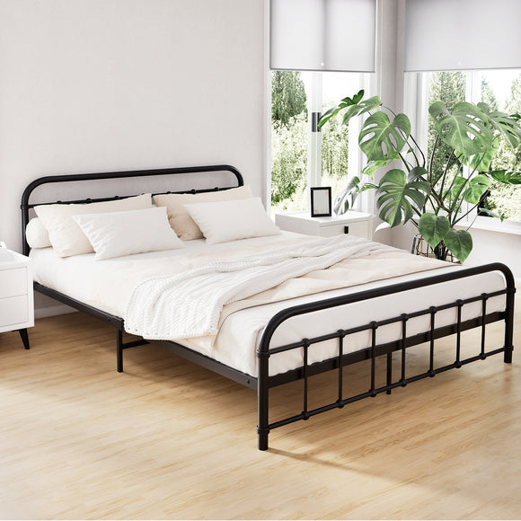 NNEDSZ Artiss Bed Frame Metal Bed Frame LEO - Queen (Black)