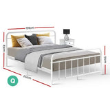 NNEDSZ Artiss Bed Frame Metal Bed Frame LEO - Queen (White)