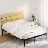 NNEDSZ Bed Frame Double Size Metal Base Mattress Platform Foundation Black PAULA