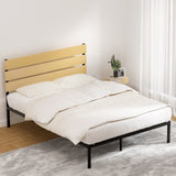 NNEDSZ Bed Frame Queen Size Metal Base Mattress Platform Foundation Black PAULA