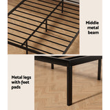 NNEDSZ Bed Frame Queen Size Metal Base Mattress Platform Foundation Black PAULA
