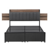 Artiss Metal Bed Frame Queen Size with 2-Tier Hidden Storage with Charging Station
