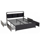 Artiss King Metal Bed Frame 4 Drawers Hidden Storage Headboard HEDY