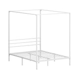 NNEED Metal Canopy Bed Frame Double Size White