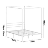 NNEED Metal Canopy Bed Frame Double Size White