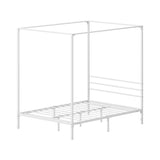 NNEED Metal Canopy Bed Frame Double Size White