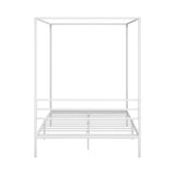 NNEED Metal Canopy Bed Frame Double Size White