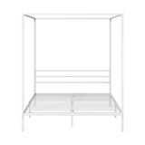 NNEED Metal Canopy Bed Frame Queen Size White