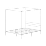 NNEED Metal Canopy Bed Frame Queen Size White