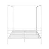 NNEED Metal Canopy Bed Frame Queen Size White