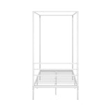 NNEED Metal Canopy Bed Frame Single Size White