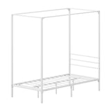 NNEED Metal Canopy Bed Frame Single Size White