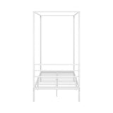 NNEED Metal Canopy Bed Frame Single Size White
