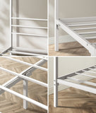 NNEED Metal Canopy Bed Frame Single Size White