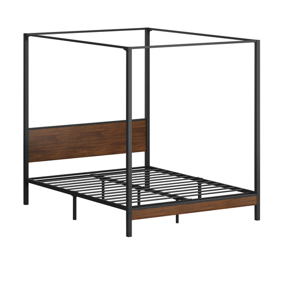 NNEED Metal Canopy Bed Frame Double Size Beds Platform