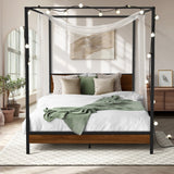 NNEED Metal Canopy Bed Frame Double Size Beds Platform